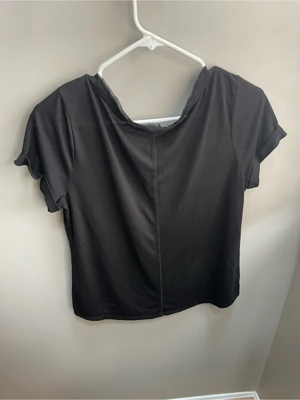 White House Black Market Black Short Sleeve Scoop Neck Top - Image 4