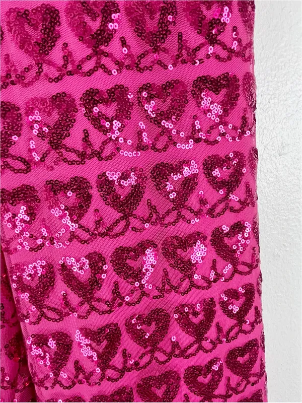 ELOQUII High Rise Hot Pink Lined Sequins Heart Trousers Pants Size 22 Boho Chic - Image 5