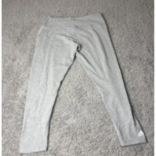 Adidas Womens Large Grey Crop Leggings Side Stripe Logo Capri Pants - Image 3