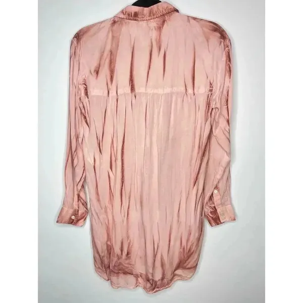 Pilcro Liquid Button Down shirt Coral size L - Image 5