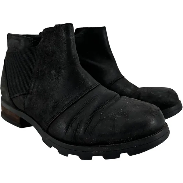 Sorel Emelie Chelsea Booties Waterproof Full-Grain Leather Slip On Black 6 - Image 2