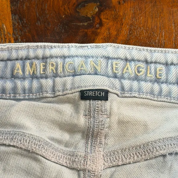 American Eagle Light Wash Braided Waist Denim Shorts Size 00 Stretch Lyocell - Image 4