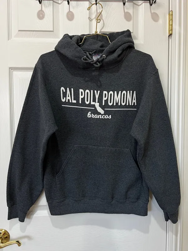 Jerzees Cal Poly Pomona Broncos Sweatshirt Hooded Gray Size Small - Image 5