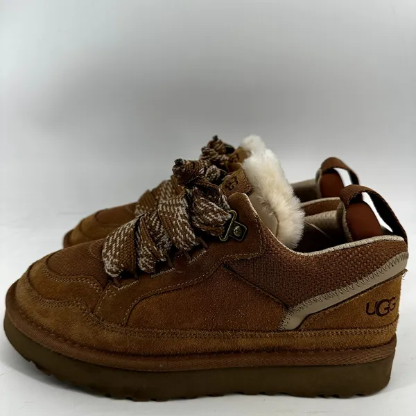 Ugg Lowmel Sneakers Suede Sheepskin Insulated Low Top Lace Up Chestnut 7 - Image 4