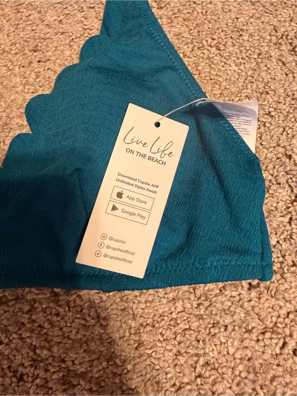 Scallop Edge Teal Bikini Top - Women’s - Image 4
