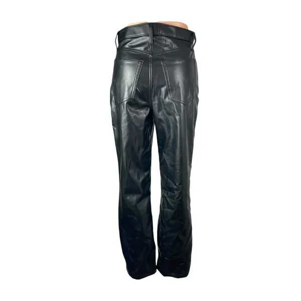Abercrombie & Fitch Faux Vegan Leather High Rise Straight Trousers Dress Pants 4 - Image 4