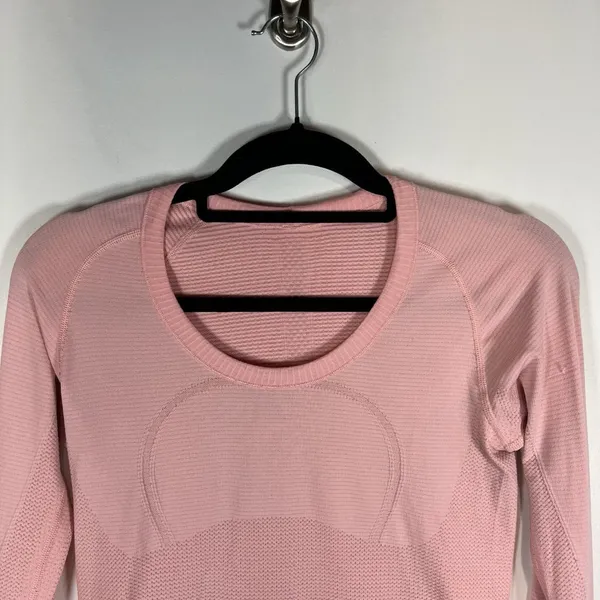 Lululemon Swiftly Tech Long Sleeve Crew Sz 8‎ Pink Thumbholes Workout Yoga - Image 2
