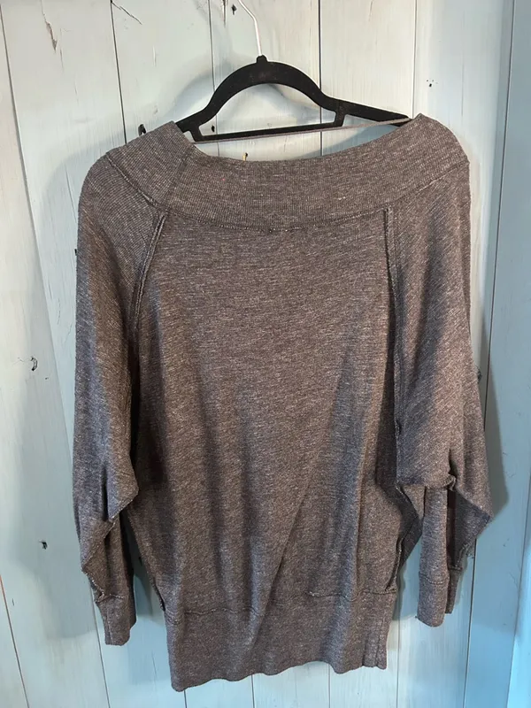 Free People - We The Free Charcoal Black Off-Shoulder Pullover | Size Large - Image 3
