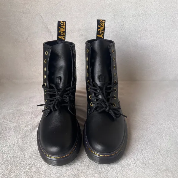 Dr Martens Boots Unisex Black Combat Smooth Leather Lace Up Shoes Sz 10W / 9M - Image 7