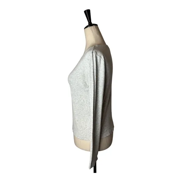 Club Monaco Shirt Women Medium Gray Rib‎ Knit Crew Neck Tee Athleisure Athletic - Image 5