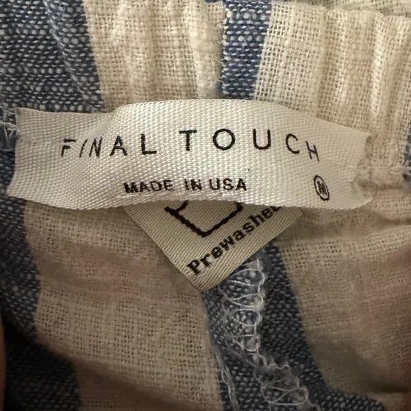 Final Touch Blue White Striped Linen Blend Tapered Pants Size M Made in USA - Image 5