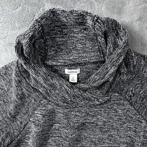 L L Bean Shawl Collar Sweater Womens Large P Gray Marled Pullover Pockets Soft - Image 6