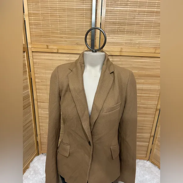 Mercer & Madison tan waffle knit fitted blazer suit jacket NWT woman’s XS - Image 2