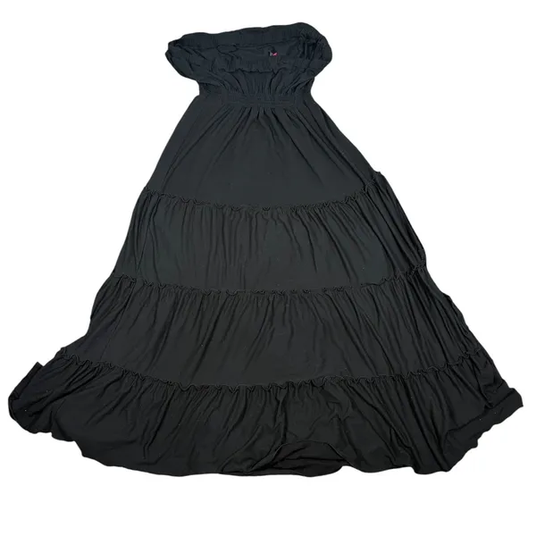 Pure Energy Maxi Dress Womens 1X Black Off Shoulder Tiered Smocked Boho - Image 7