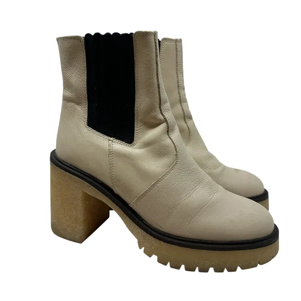 Free People James Chelsea Boots Ankle Leather Bone Cream White Size‎ 39 US 8.5 - Image 6