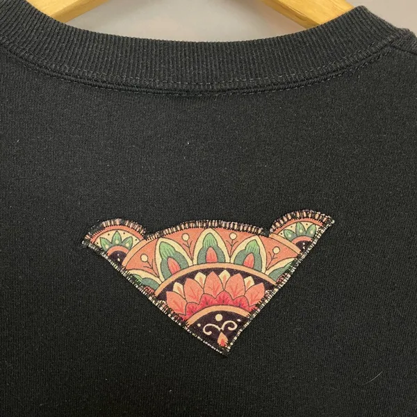 Vintage Sweatshirt Floral Applique DIY Size Large Women Unisex‎ Twee 90s Jerzees - Image 13