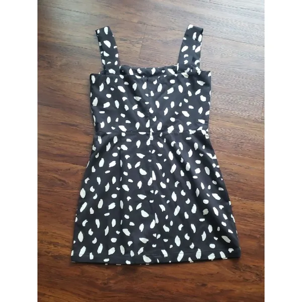 Reformation Black White Spotted Austin Mini Dress Size 12 Feminine Retro Y2K - Image 7
