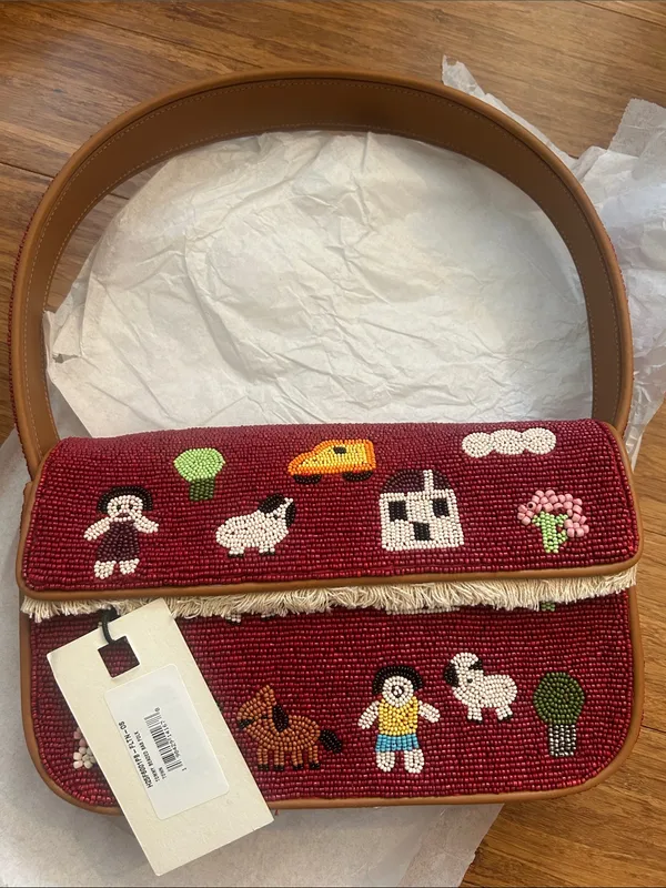 Staud TOMMY Beaded Bag Folk Town - Image 2