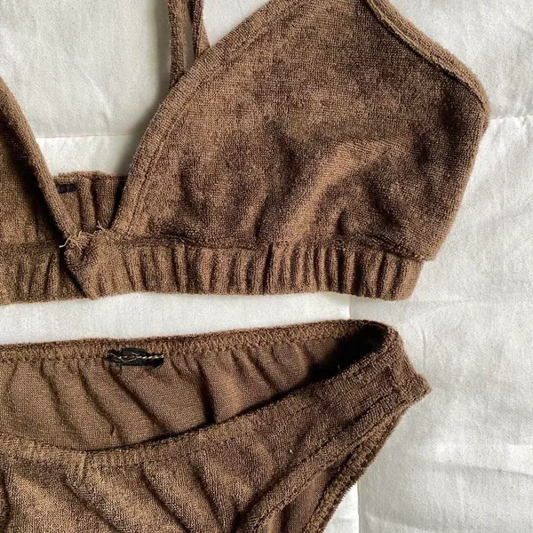 PrettyLittleThing Brown Terrycloth Bikini size 2/4 - Image 2