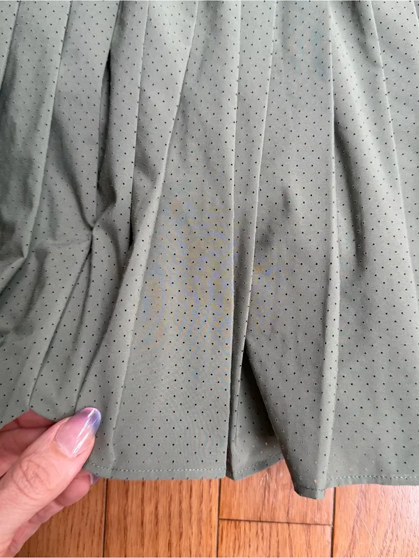 OFFLINE by Aerie Olive Green Pleated Tennis Skort Perforated High Waist Small S - Image 2