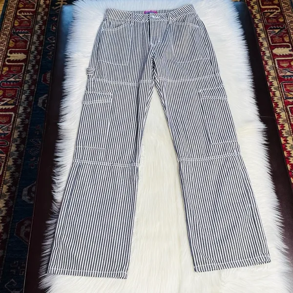 Edikted Black and White Stripe Out Cargo Pants - Image 2
