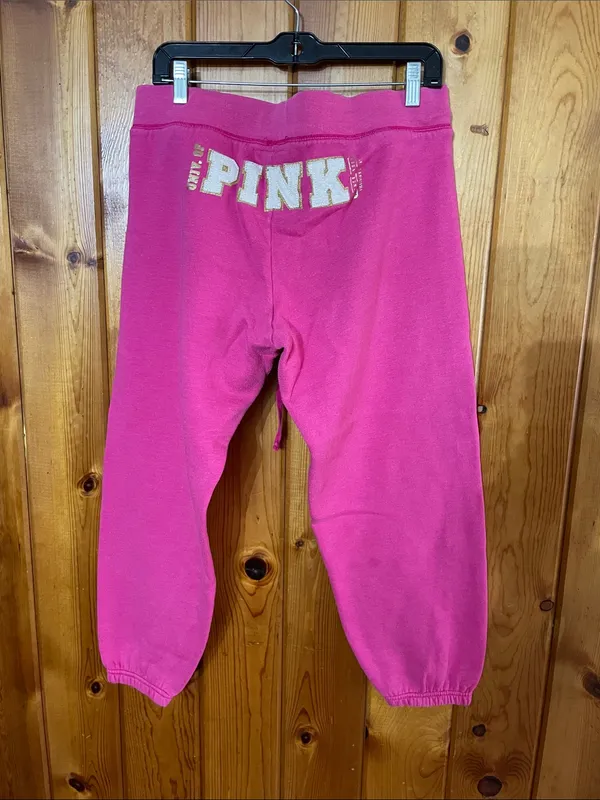 Victoria's Secret Hot Pink Drawstring Sweatpants large vintage sparkly pants - Image 5