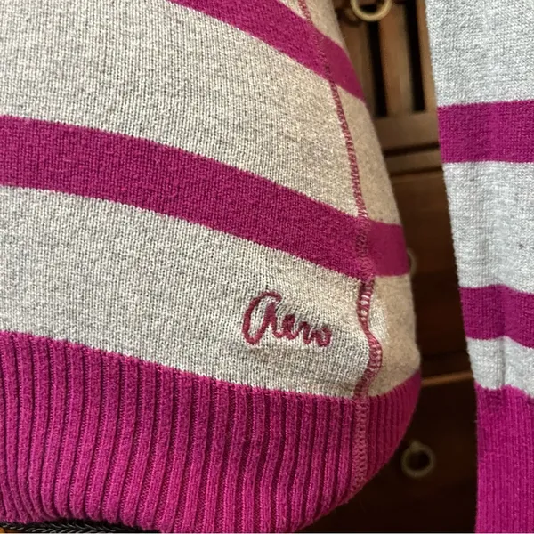 Aeropostale Gray and Pink Striped V-neck sweater - Image 2