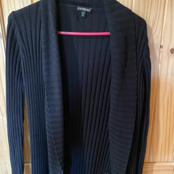 Express Black Ribbed Cardigan - Image 2