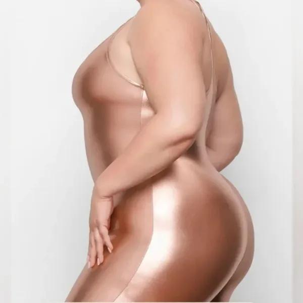 SKIMS METALLIC SWIM CYCLE SUIT/NWT / Champagne color Small NWT - Image 2