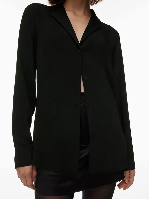 Aritzia Babaton Monocle Shirt Button Front Blouse Black Medium - Image 4