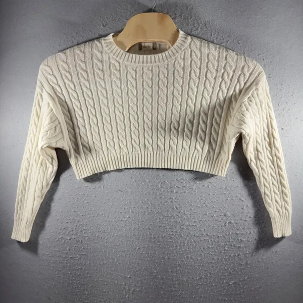 3229 | Altar'd State Cable Knit Cropped Sweater Ivory Cottagecore Coquette S - Image 5