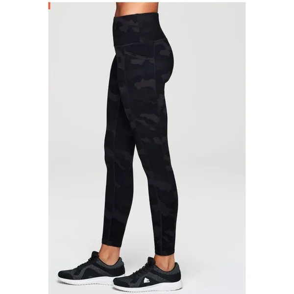 RBX Womens Size Small Full Length Legging Black Gray Camo Side Pockets High Rise - Image 4