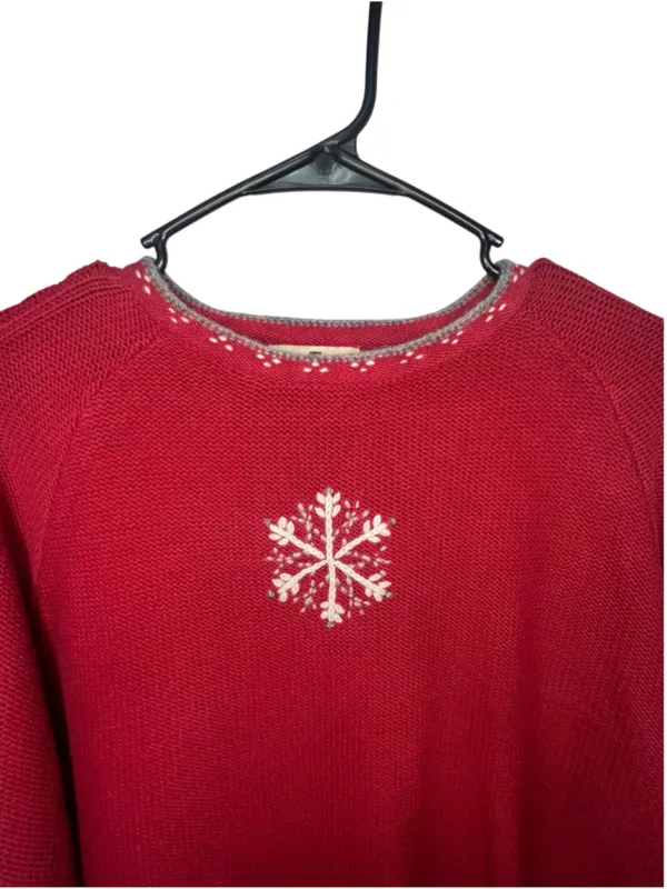 Woolrich Red Lambswool Christmas Pullover Sweater With Embroidered Snowflake - Image 2