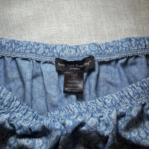 See You Monday Large Blue Paisley Cold Shoulder Top Blouse Boho Flutter Sleeve - Image 7