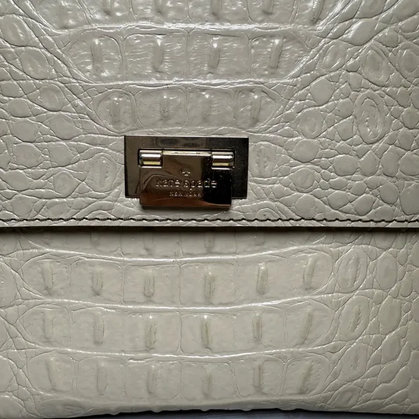 Kate Spade Doris Crocodile Embossed Leather Top‎ Handle Crossbody Bag Ivory - Image 3