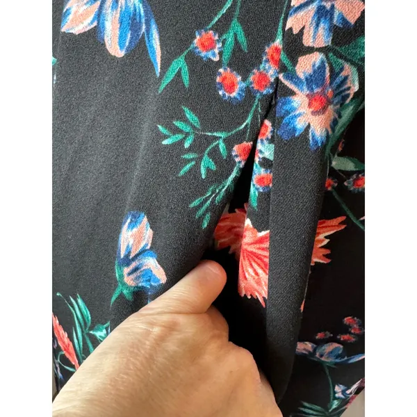 Eva Rose Dress Women Small Black Floral Fit And Flare‎ Midi Boho Cottage Retro - Image 9