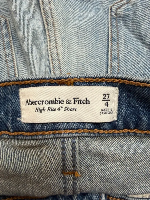 Abercrombie & Fitch Women’s Size 27 High Rise 4” Distressed Denim Shorts Raw Hem - Image 3