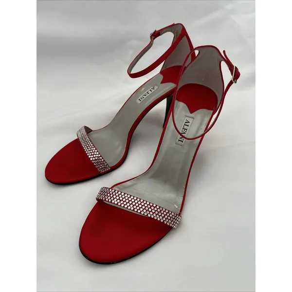 Alfani Ashton Red High-Heels with Rhinestones Ankle Strap 10M Shoes 3 1/2” Heel - Image 16