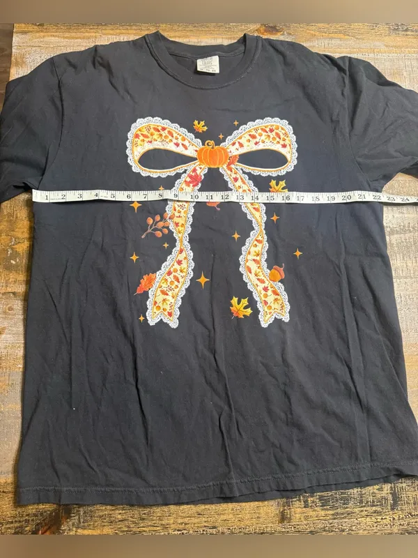 Comfort Colors Black Short Sleeve Tee with Pumpkin Bow Graphic - Image 5