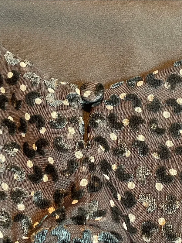 Du Paradis Black Velvet Dot Sheer Sleeve Square Neck Party Dress Size M - Image 7