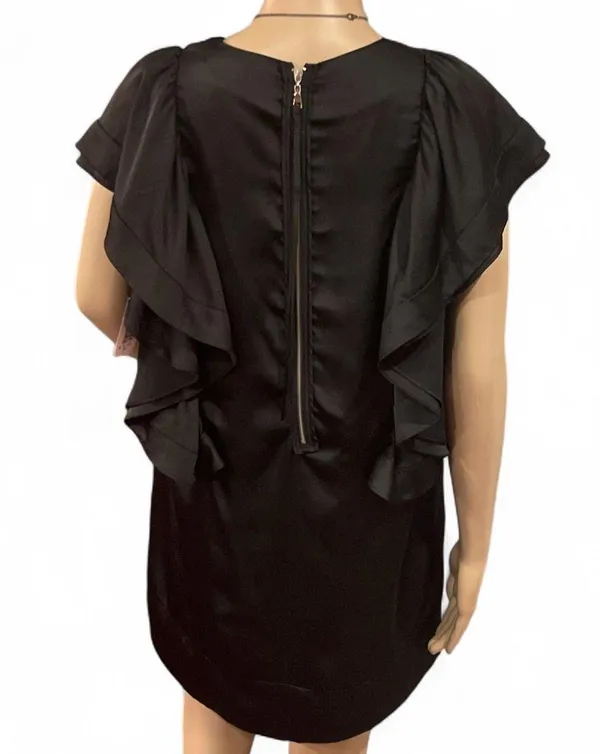 ZOA New York Black Satin Puff Sleeve Mini Dress Size Large EUC Perfect - Image 5