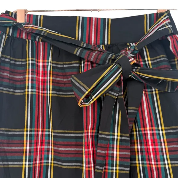 NWT J.Crew Womens Big Bow Ruffle Hem Midi Skirt Black Red Plaid Size 4 Holiday - Image 7