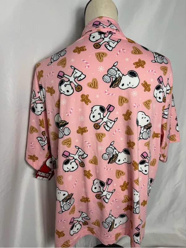 Snoopy peanuts Pajama Top - Cozy Short Sleeve Button-Up NWT XL - Image 4