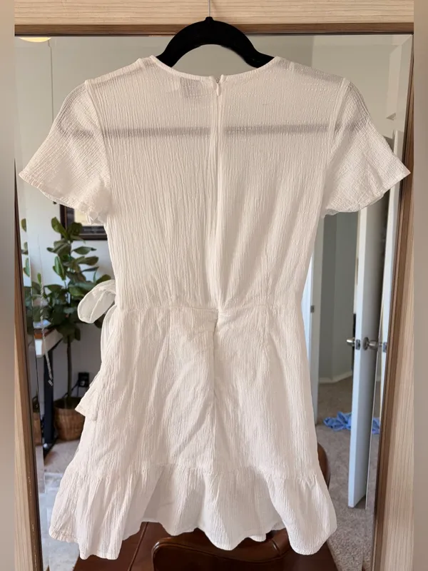 PRINCESS POLLY womens size 4 company for one white ruffled wrap tie waist dress - Image 5