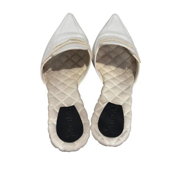 AERA Solid Leather Mule Loafers Pointed Toe Dress Casual White Womens EU 36 US 6 - Image 3