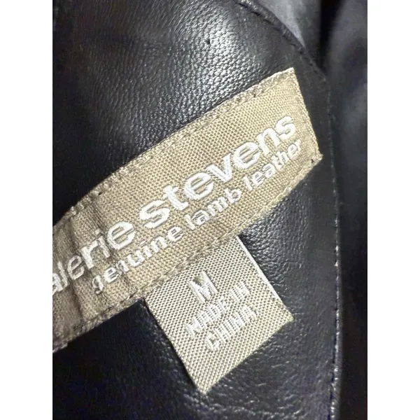 Valerie Stevens Jacket Womens‎ Size M Black Lambskin Leather Zip Front - Image 5