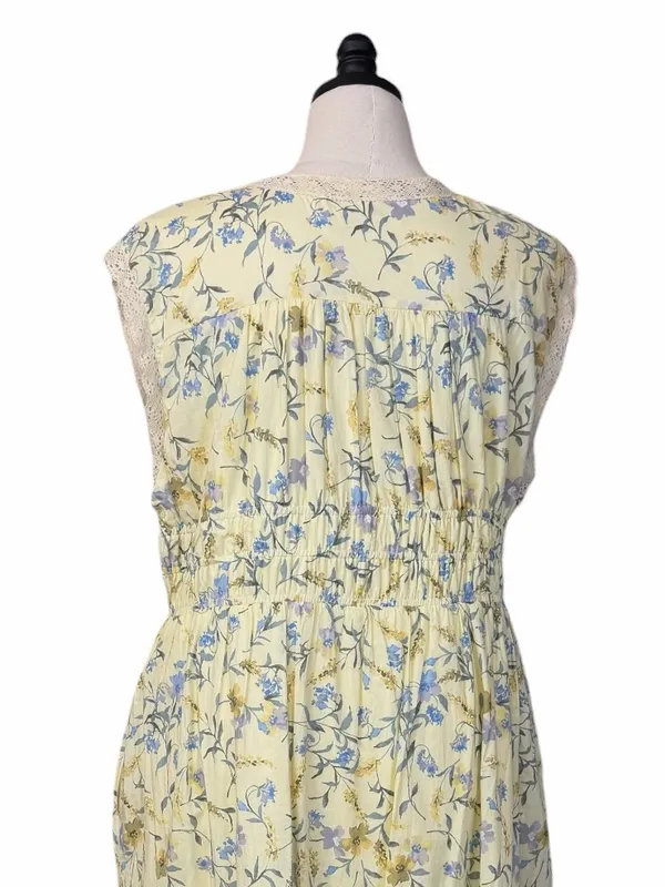 Taylor Maxi Dress 16W Yellow Floral Cotton Lace Smocked Waist NWT Cottagecore - Image 10