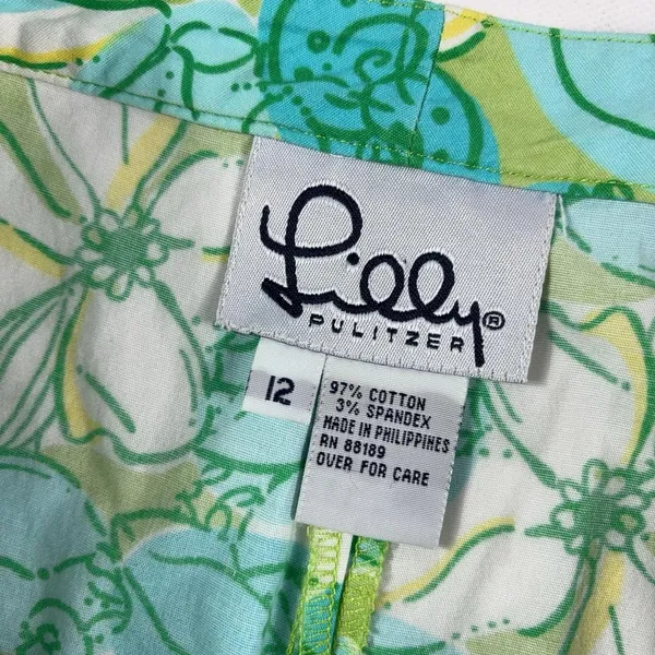 Lilly Pulitzer Capri Pants Womens 12 Multicolor Floral Twill Stretch Tropical - Image 2