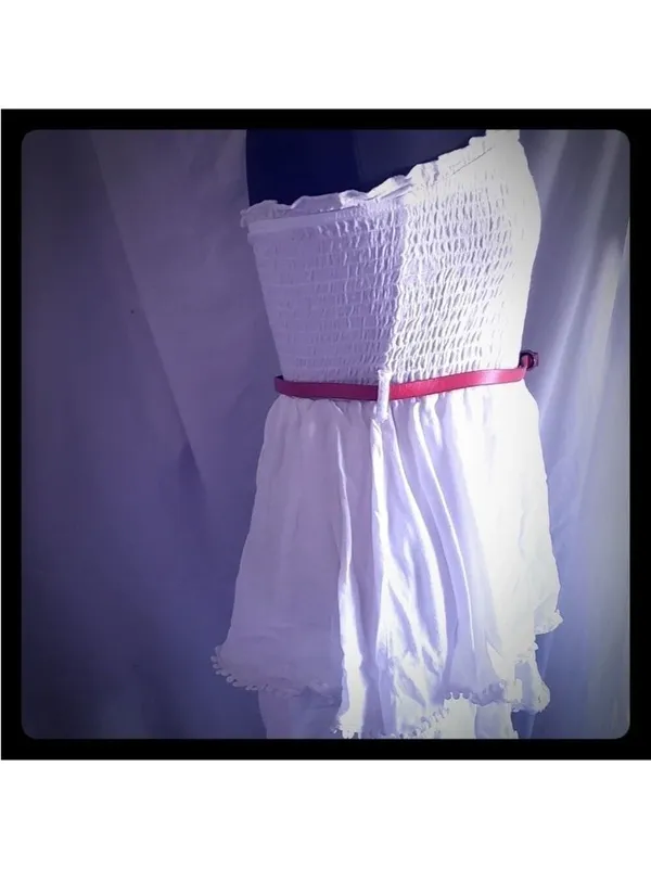 Pleated Tube Top Ruffled Hem Romper - Image 3