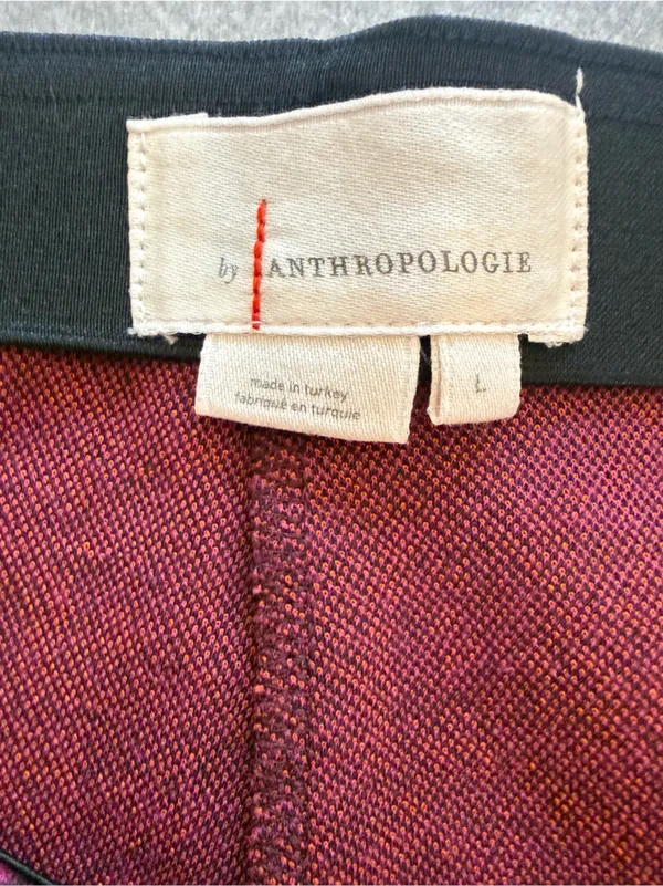 Anthropologie Porridge Flared Ponte Pull-On Pants Wine Burgundy Ditsy Floral XL - Image 10